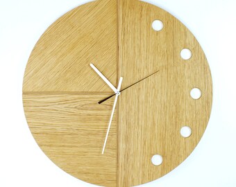 Large clock with a diameter of 50 cm, a wall clock, an oak clock, a round clock, quiet mechanism
