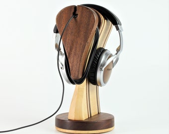 Exklusiver Ständer für Kopfhörer "Gambit X1 - Exclusive". Sapeli-Holz, kanadischer Ahorn. Handgefertigt, für audiophile DJs