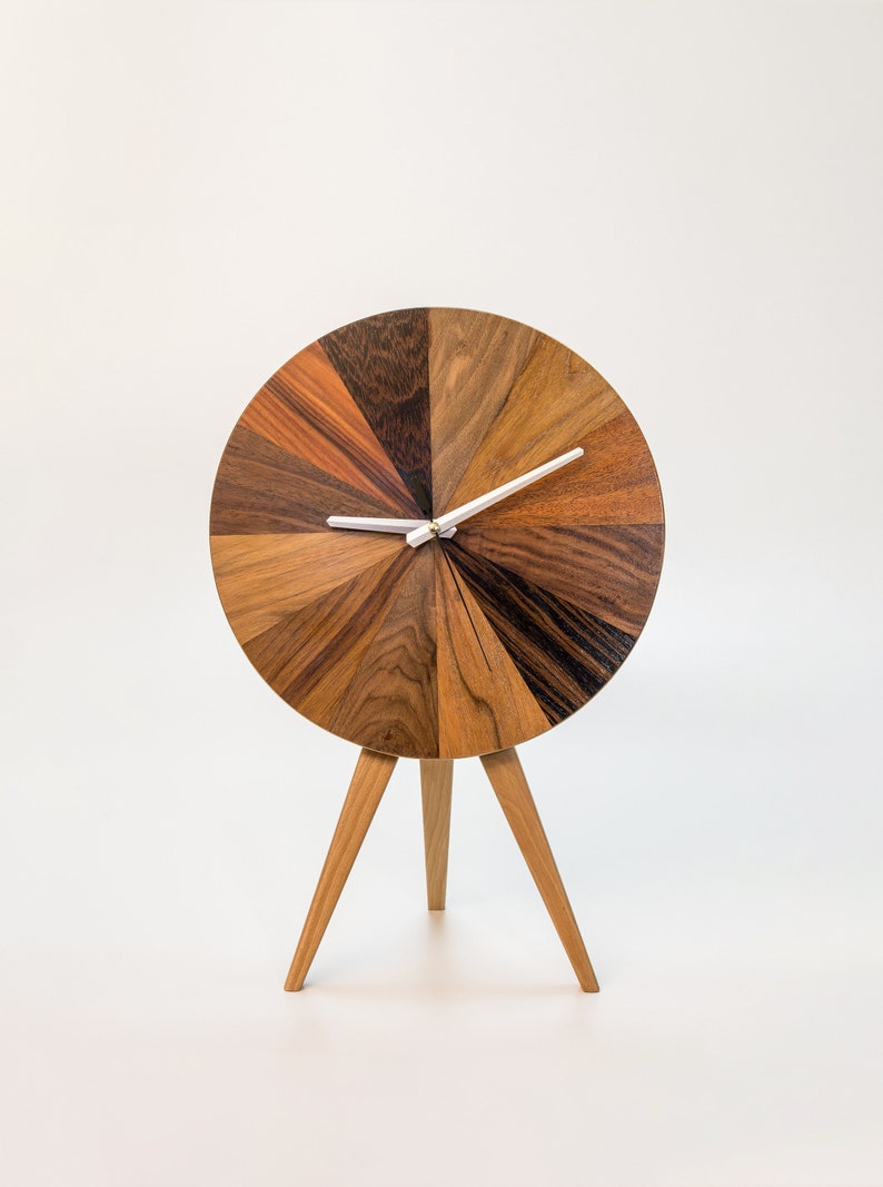 Clock color palette. Standing / wall mounted. Exotic wood. Silent mechanism. Gift for wedding. Hand made image 1