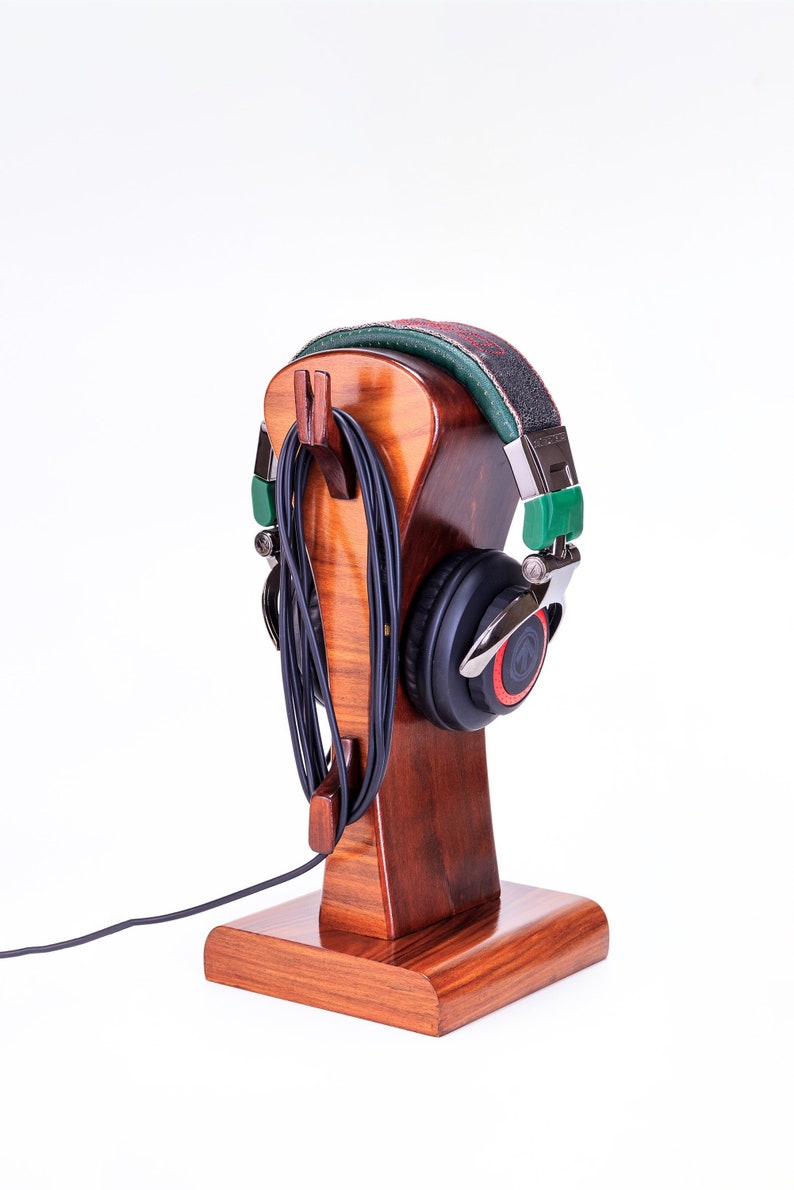 Headphone Stand IT 4, storage of headphones, rosewood, for music lovers, gift for players, electronics and accessories image 6
