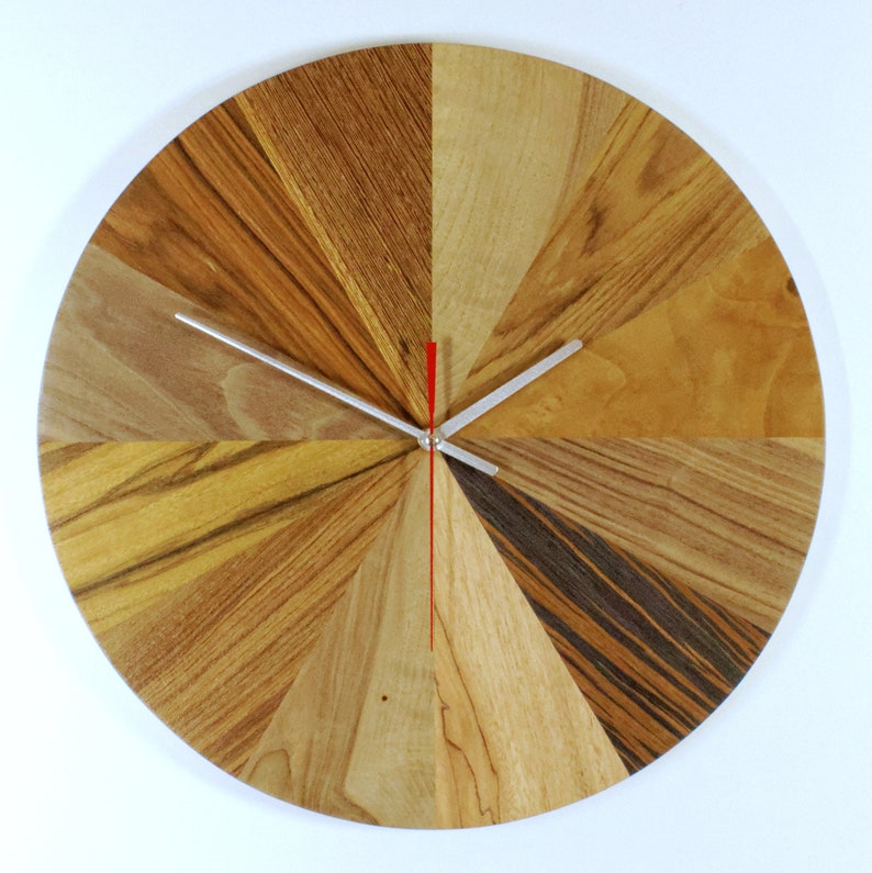 Große hängende Uhr Farbpalette. Ø 45 cm. Wanduhr. Exotisches Holz. Silent-Mechanismus. Geschenk. Made by Hand. Bild 1