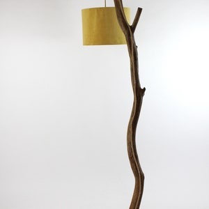 Lampa podłogowa ze starej gałęzi dębowej 79 Lampa nad stół, lampa łukowa, regulowana wysokość klosza / 25 cm, natura design zdjęcie 5