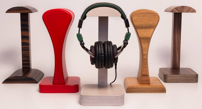 Headphone Stand IT 4, storage of headphones, rosewood, for music lovers, gift for players, electronics and accessories image 5