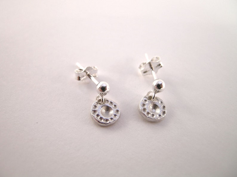 Sterling Silver and Fine Silver Tiny Silver Earrings Handmade Earrings