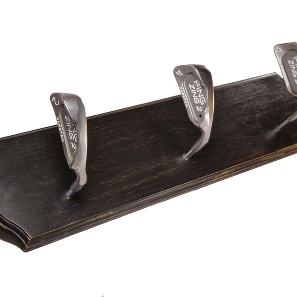Golf Club Coat Rack made from used golf irons, Makes great gift (birthday, Christmas, Father's Day or other occasion) for golf fan!