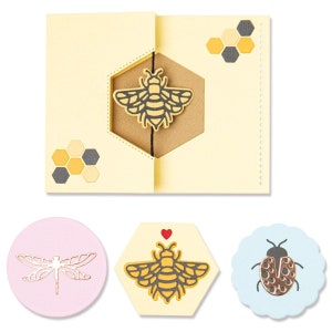 Summer Spinner Card par Lisa Jones #665886 - Nouveau! Sizzix Thinlits - 16 Meurts - Libellule - Abeille - Coccinelle