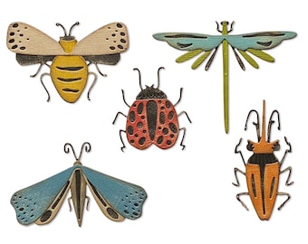 Funky Insects di Tim Holtz #665364 - Nuovo! Sizzix Thinlits - 5 stampi