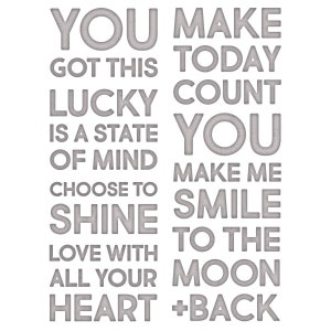 Puede incluir: Fondo blanco con texto gris. El texto incluye frases como "PUEDES CON ESTO", "LA SUERTE ES UN ESTADO MENTAL" y "AMA CON TODO TU CORAZÓN". Las palabras están en negrita, fuente sans-serif.