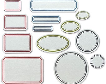 Vintage Etiketten von Tim Holtz #665929 - Neu! Sizzix Thinlits - Set von 13 Stanzwürfeln