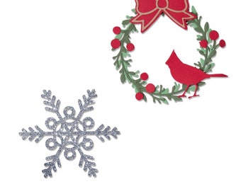 Wreath & Snowflake por Eileen Hull #665326 - ¡Nuevo! Sizzix Thinlits - 9 Matrices