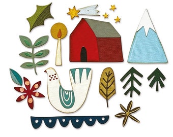 Funky Nordic de Tim Holtz #665576 - ¡Nuevo! Sizzix Thinlits - juego de 14 troqueles
