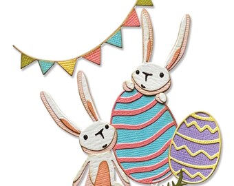 Bunny Games par Tim Holtz #665850 - Nouveau! Sizzix Thinlits - Ensemble de 15 matrices