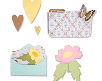 Umschlag, Mappe und Blumen von Eileen Hull #666474 - Neu! Sizzix Thinlits Set mit 11 Dies