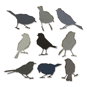 Silhouette Birds por Tim Holtz #665861 - Novo! Sizzix Thinlits - Conjunto de 9 Matrizes