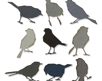 Silhouette Birds autorstwa Tima Holtza #665861 - Nowość! Sizzix Thinlits - Zestaw 9 wykrojników