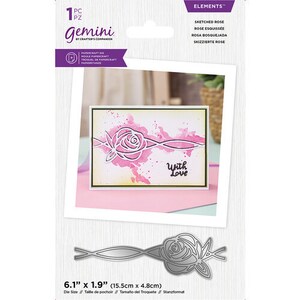 Peut inclure: Un pochoir en métal découpé à l'emporte-pièce argenté représentant une rose esquissée avec une tige et des feuilles. Le pochoir mesure 15,5 cm sur 4,8 cm. Le texte "With Love" est inclus dans le motif.