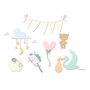 Lullaby by Pete Hughes #664399 - New! Sizzix Thinlits - 11 Dies - Baby Bunting