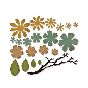 Small Tattered Florals #661806 - New! Sizzix Thinlits - Tim Holtz - 21 Dies