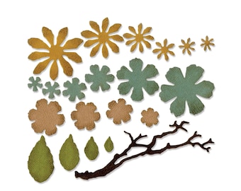 Małe postrzępione kwiaty #661806 - Nowość! Sizzix Thinlits - Tim Holtz - 21 wykrojników
