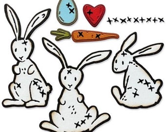 Thinlits Bunny Stitch par Tim Holtz #666293 - Nouveau ! Jeu de 15 poinçons Thinlits Sizzix