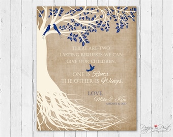 Personalized Bird Tree Print: Wedding Parent Gift (Digital or Canvas)