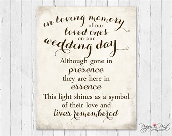 Wedding Memorial Sign: Remembrance Candle, Loved Ones (Digital or Printed)