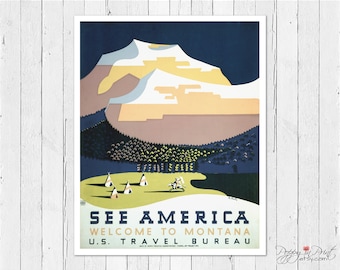 Montana WPA Poster: Vintage National Park Art Print
