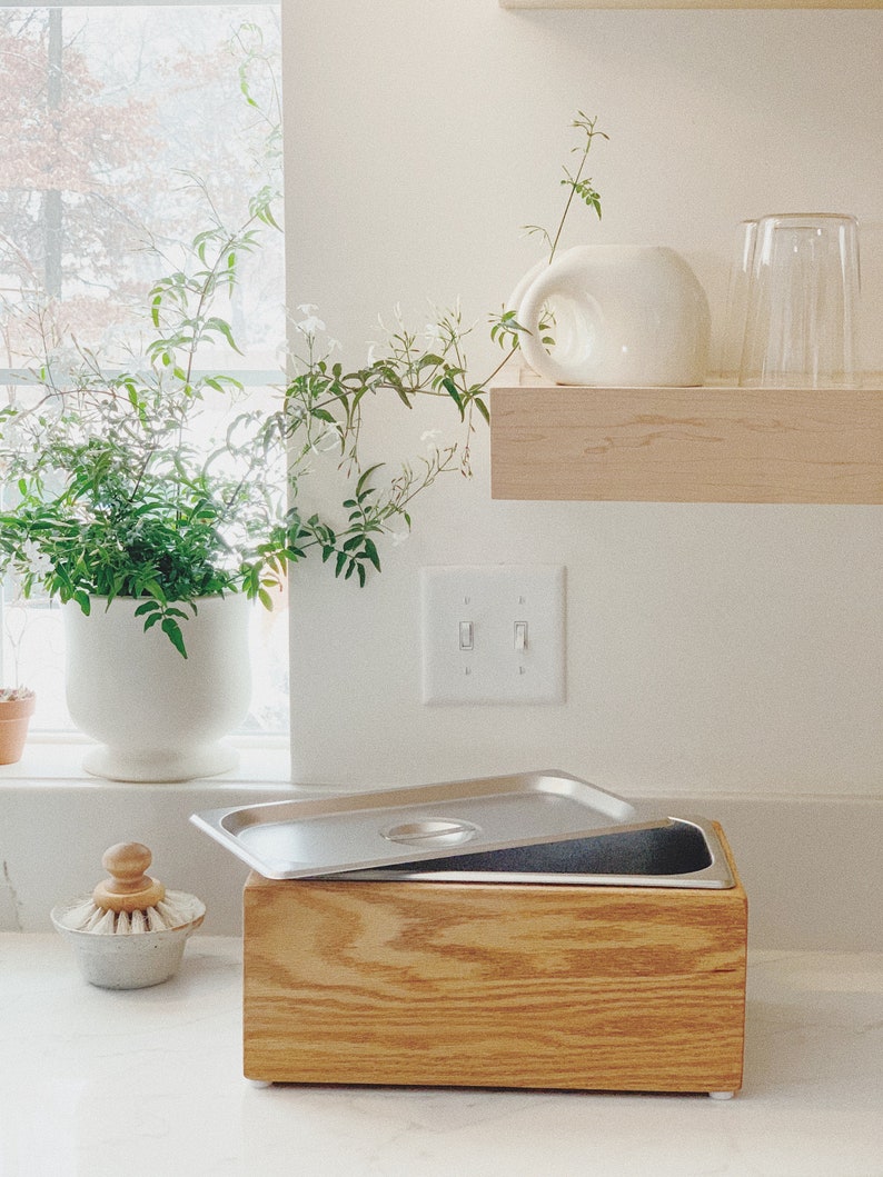 Wood Countertop Compost Bin Etsy