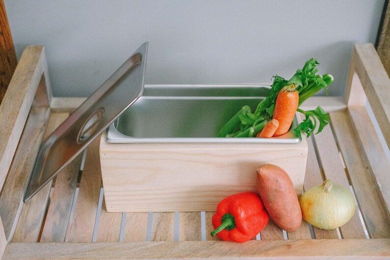 Wood Countertop Compost Bin Etsy