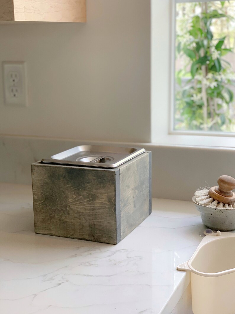 Mini Wood Countertop Compost Bin Etsy