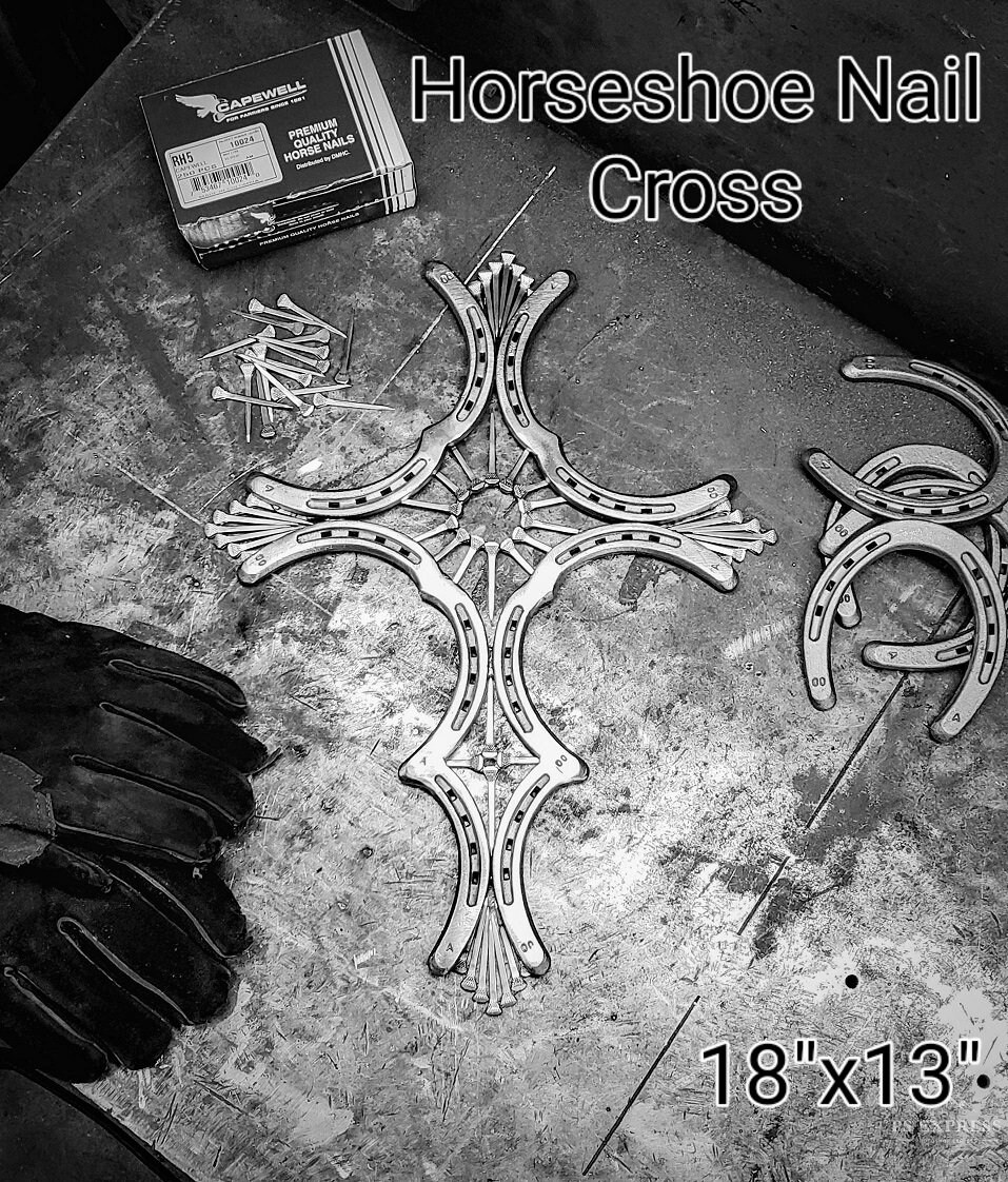 Horseshoe Nail Cross Etsy
