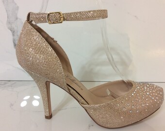 white and gold prom shoes