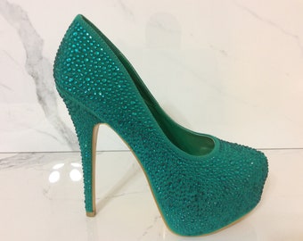 aqua green heels