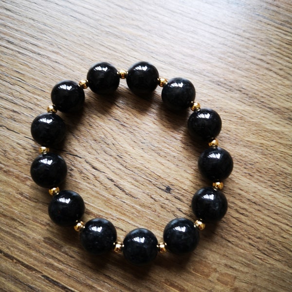 Jadeite bracelet certified black bead  grade A "翡翠" natural grade A