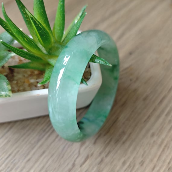 Jadeite bangle certified grade a jade icy "翡翠"  imperial green  burmese bracelet moss in snow