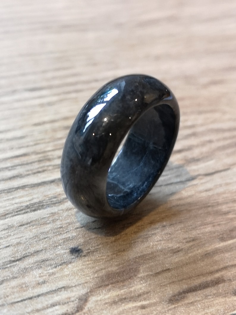 Black Jadeite ring certified natural grade A certified Burmese ring band natural imperial no treatment certificate \u58a8\u7fe0