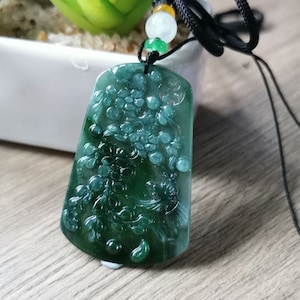 Jadeite Pendant blue certified grade A, , moire blossom Burmese ,&quot;翡翠&quot;  highest quality.