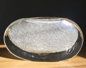 Modernist oval glass vase with crackle texture