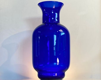 Huge Blenko Cobalt Blue  handblown glass vase