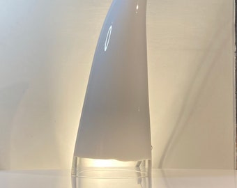Signed Alfredo Barbini Handblown Murano lamp in transparent and opaque glass