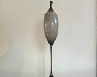 Vintage Empoli tall apothecary in graduated grey cased handblown glass