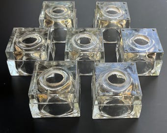Set of 7 vintage “ice cube” chandelier replacement glass shades poss. Sciolari