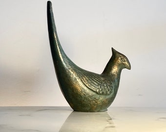 Japanese bird sculpture in painted resin by Toyo
