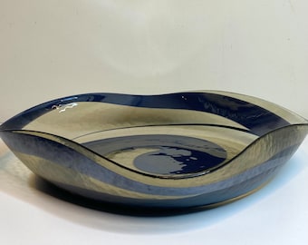 Yalos Casa Murano blue iridescent swirl bowl