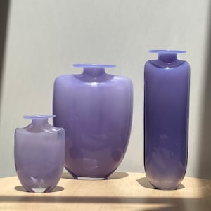 Kjell Engman set of 3 Shoulder vases for Kosta Boda in lavender glass