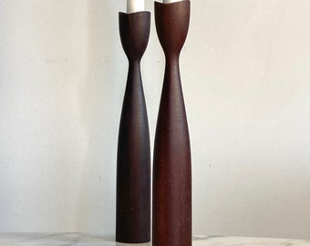 Wood Danish modern style tulip candle holders