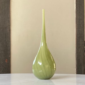 Tall handblown striped fluted vase