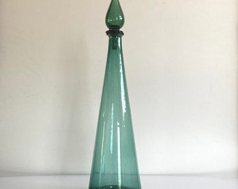 Large Empoli handblown Glass decanter made in Italy