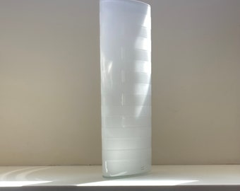 Large vintage striped glass vase by Anne Wilson