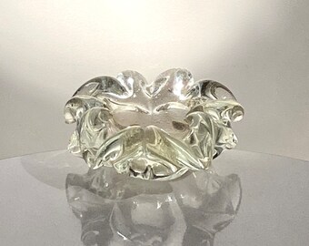 Vintage murano flower bowl in clear and gold handblown glass